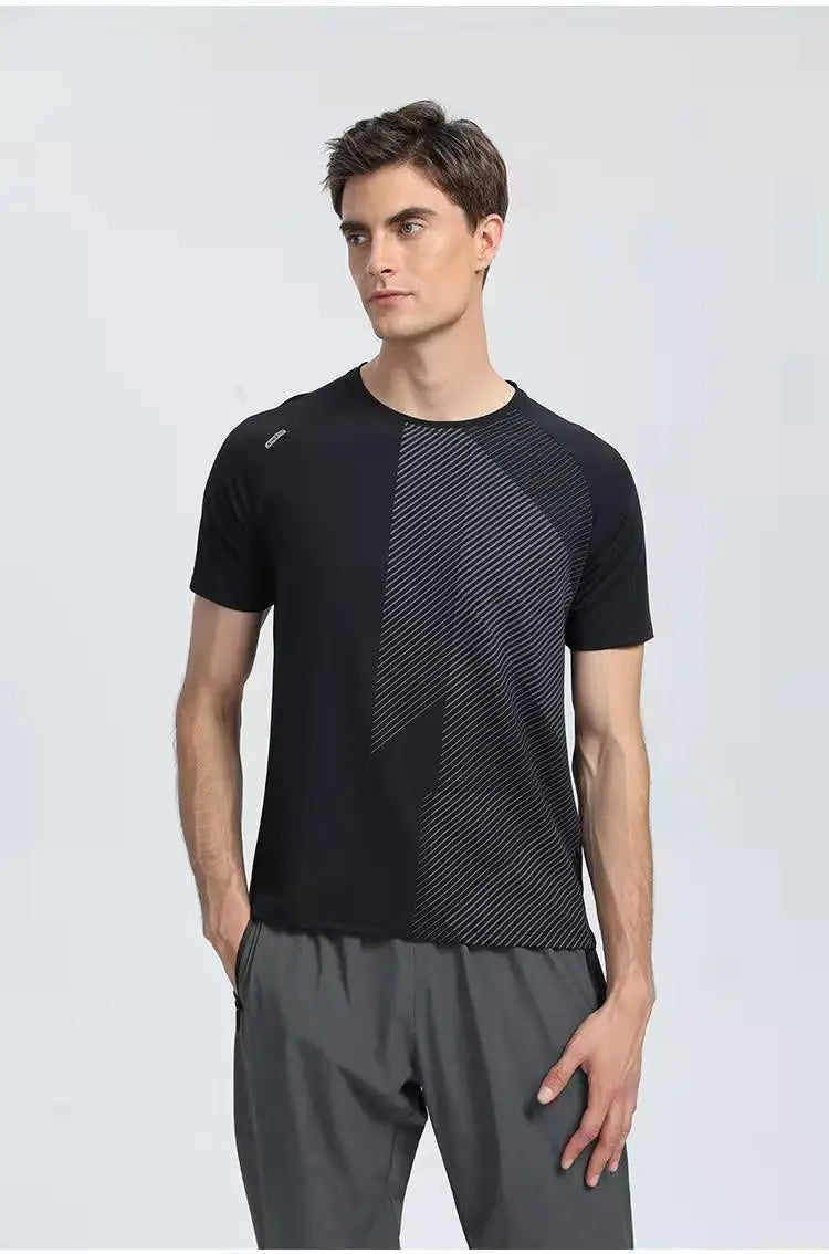 Mermaid Curve Summer Men's Short-sleeved Sports T-shirt Quick-drying Clothes Loose Casual Wear Running Top Fitness Clothes