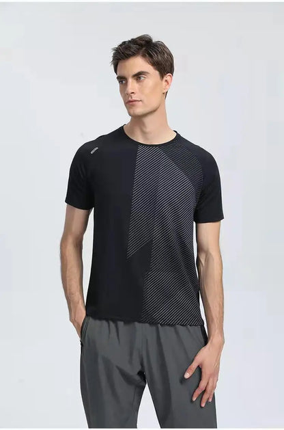 Mermaid Curve Summer Men's Short-sleeved Sports T-shirt Quick-drying Clothes Loose Casual Wear Running Top Fitness Clothes