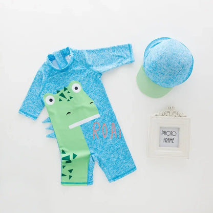 UV Baby Boy Swimsuit One Piece Swimming Jumpsuit Ruffles Bathing Suit SPF 50 Long Sleeve Kids Swimwear for Girls 1-7 Years