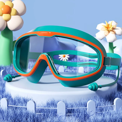 Kids Swimming Goggles with Big Frame, HD Lens and Anti-fog, Waterproof Children's Swim Goggles for Boys and Girls