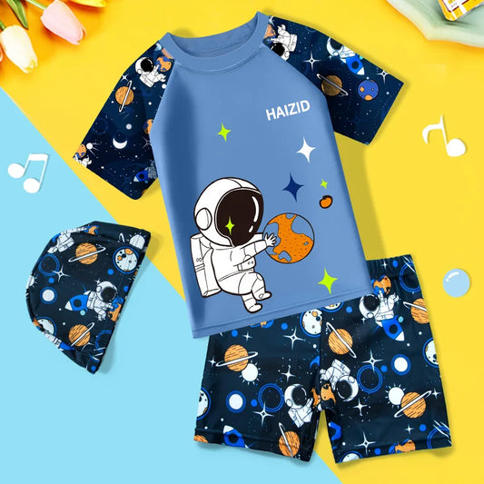 Children's Swimming Costume Three-Piece Set Of Cute Cartoon Boys Toddler Baby Swimsuit Swimsuit Swimming Costume