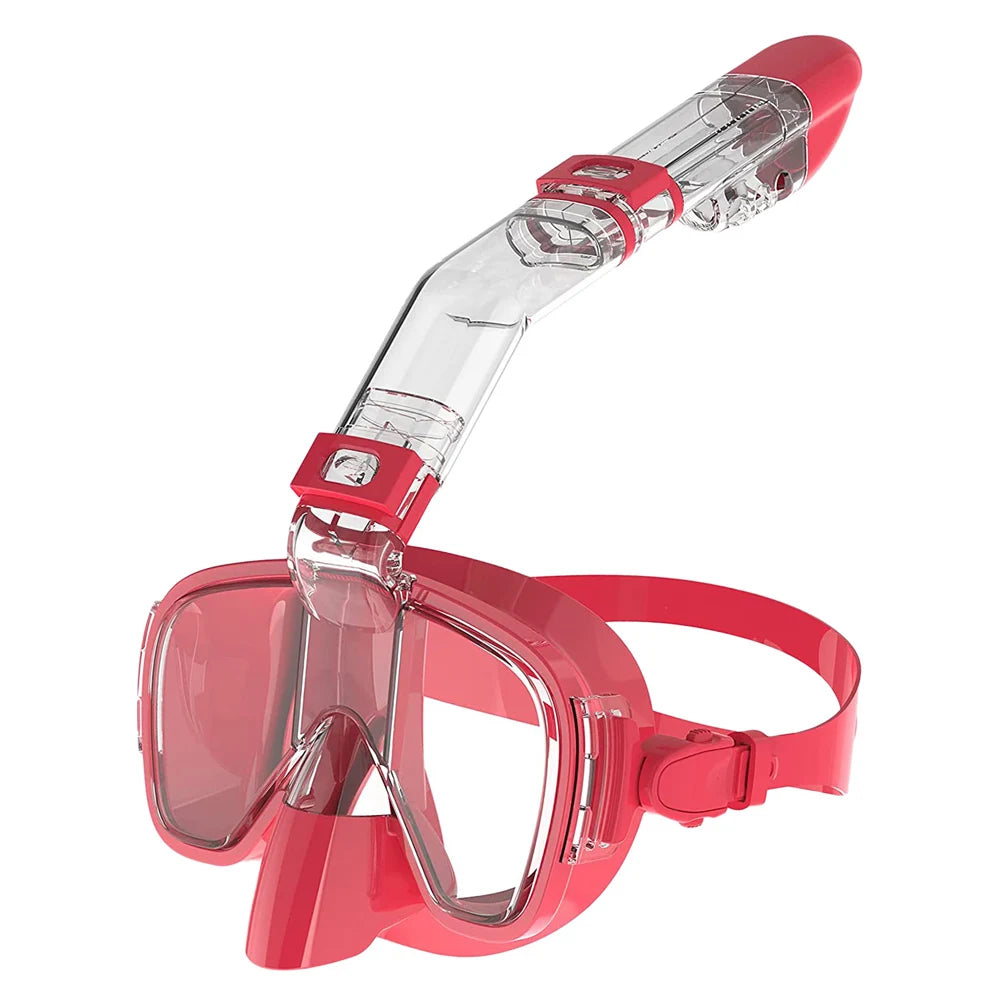 Diving Mask Foldable Anti-Fog Snorkel Mask Set with Full Dry Top System for Free Swim Professional Snorkeling Gear Adults Kids