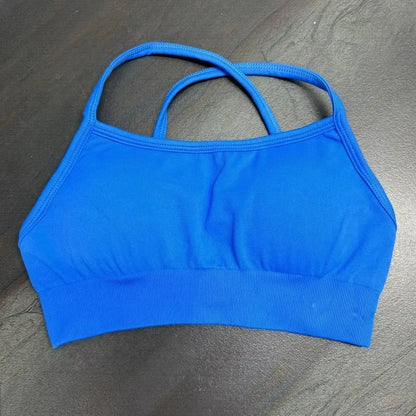 Halter Sports Bra for Women Neck Strap Bra Seamless Open Back Top Medium Support Gym Crop Top Stretchy Sportswear