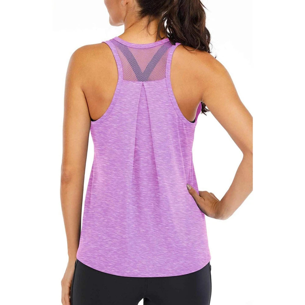 Summer Quick-dry Yoga Fitness Tank Top For Women Solid Color Soft Breathable Racerback Sleeveless Loose Fit Casual Sports Vest