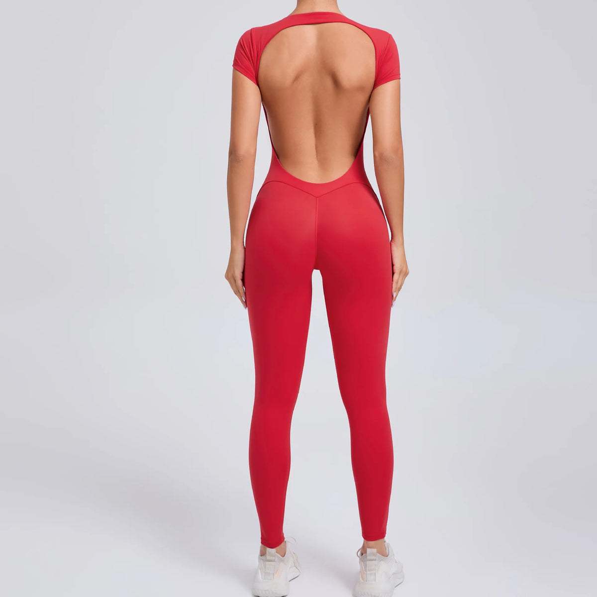 Pad Short Sleeves Suit Female One Piece Jumpsuit Yoga Set Workout Bodysuits Backless Sports Rompers Women Gym Legging
