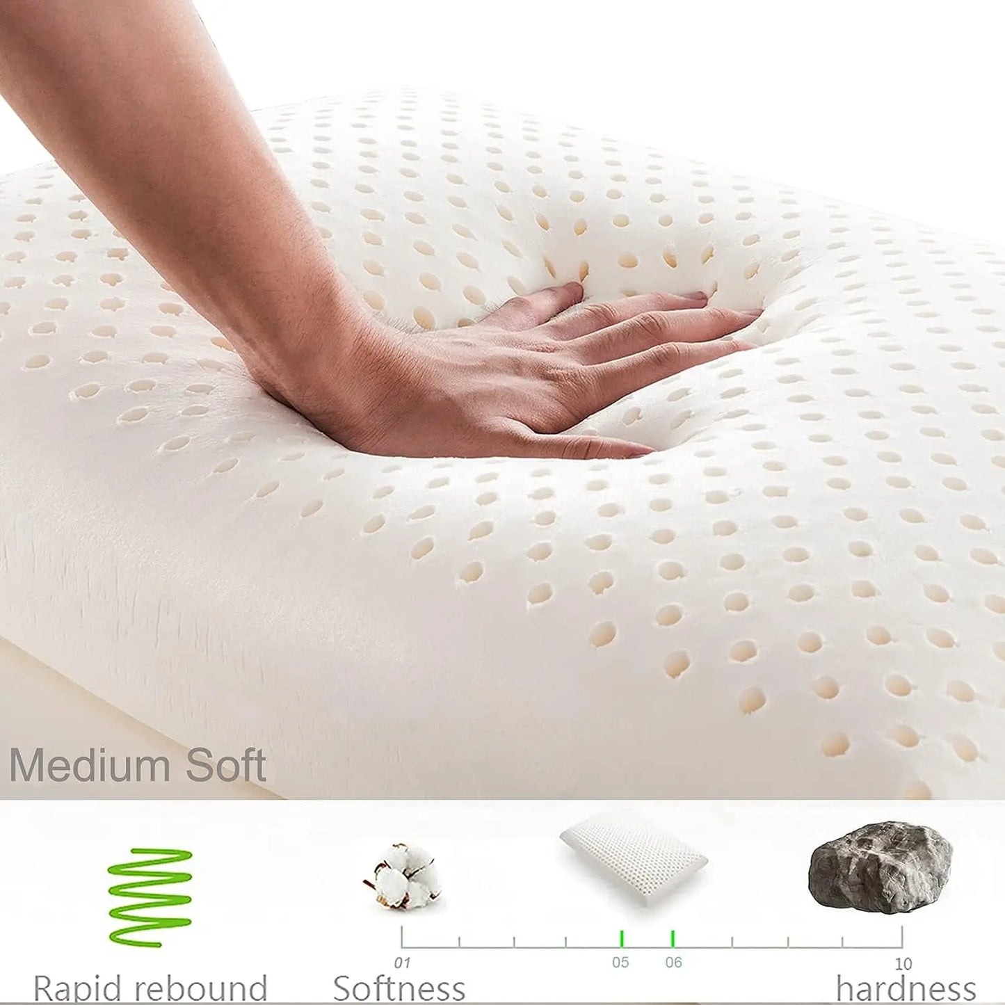 100% Natural Latex Sleeping Bed Pillow Luxury Pillow for Side Back and Stomach Sleepers Orthopedic Pillows Cervical Health Care