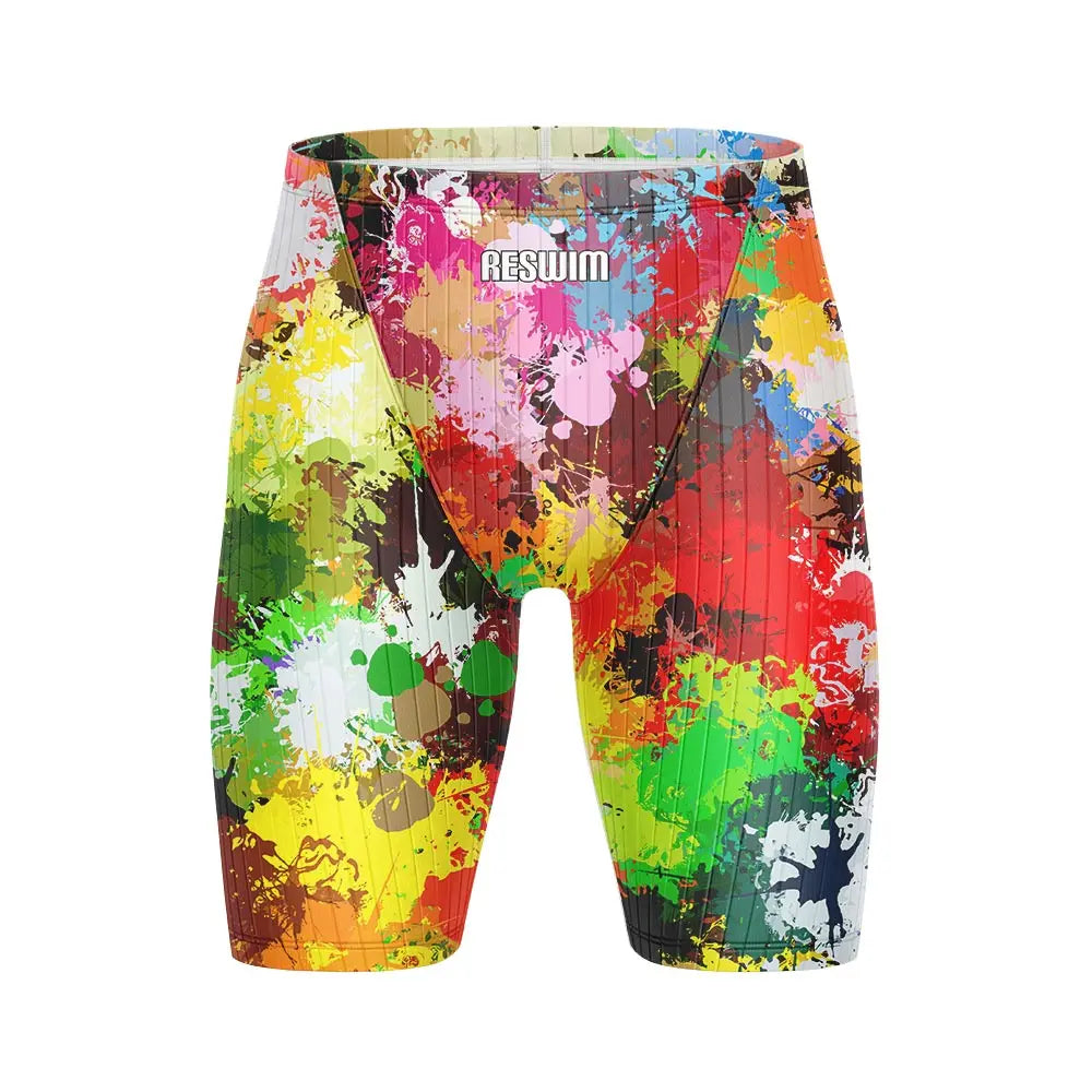 Men's Swim Jammer Swimsuit Racing Shorts Athletic Training Swimwear Swimming Trunks Beach Tights Shorts Lycra Bathing Suit