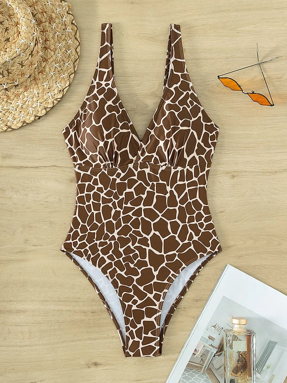Strappy Leopard Swimsuit Women One Piece Plunging Swimwear Female Bodysuit Bathing Swimming Suit Padded Beachwear XL
