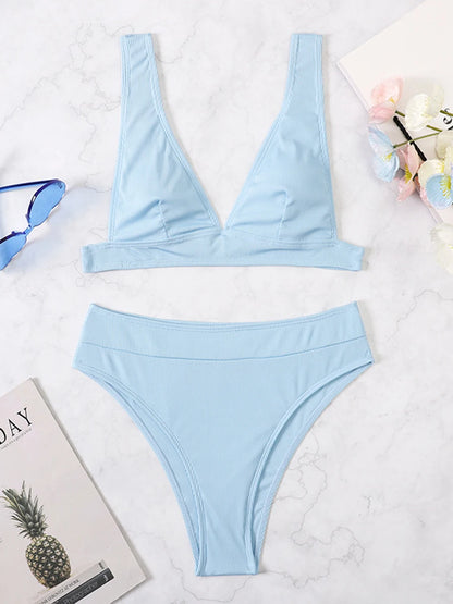 V Neck Bikini Women High Waist Swimsuit Female Padded Swimwear Bathers Bathing Swimming Swim Suit Summer Beachwear