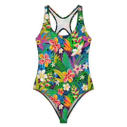 Tropical Floral Swimsuit Colorful Flowers One-Piece Swimwear Push Up Bodysuit Trend Sport Bathing Suit
