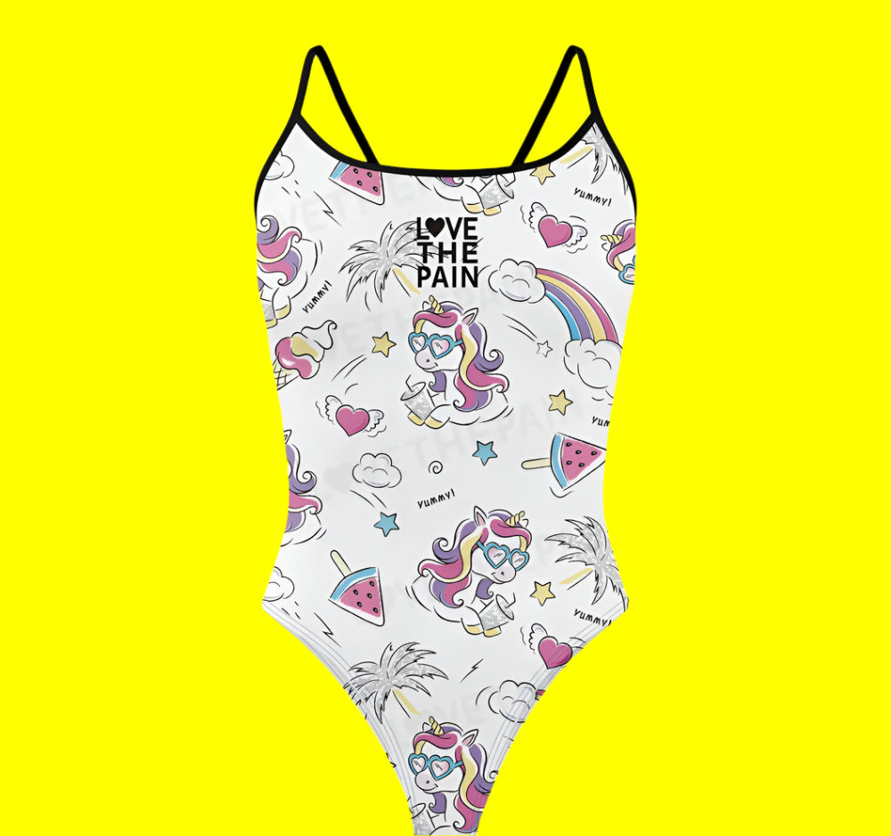 Love The Pain Unicorn One Piece Swimsuit Women Swimwear Bathing Suit Swim Suit Beach Wear Bodysuit