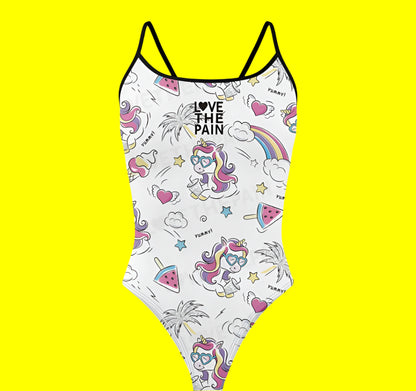 Love The Pain Unicorn One Piece Swimsuit Women Swimwear Bathing Suit Swim Suit Beach Wear Bodysuit