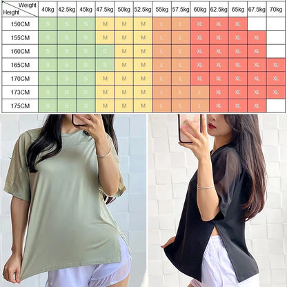 Plus Size Sports Shirt for Lady Women S-XXXXXL Crop Top Yoga T-Shirts Gym Workout Cover-up Short Sleeve Shirts