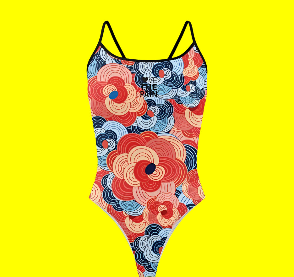 Love The Pain Spaghetti Straps Women Swimwear Bikini Racer Back Swimsuit One Piece Comfortable Suit Printing Functional Swimwear