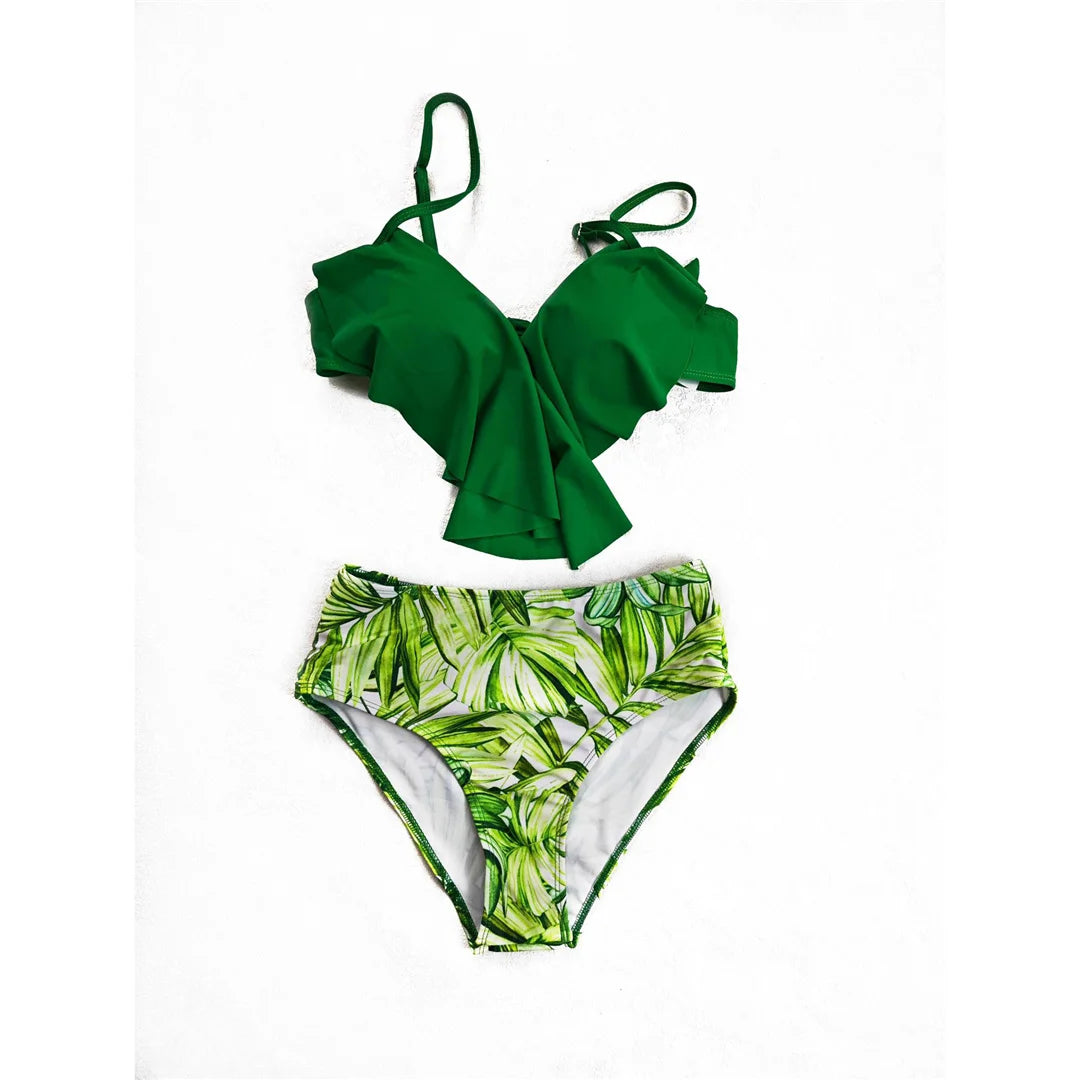 S - XL Printed Underwired Female Swimsuit High Waist Bikini Women Swimwear Two-pieces Bikini set Bather Bathing Suit Swim