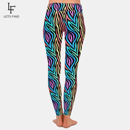 3D Colorful Abstract Zebra Pattern Digital Printing Leggings High Waist Soft Slim Fitness Leggings