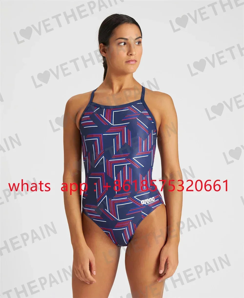 Women's Geometric-Print Thin-Strap One-Piece Swimsuit