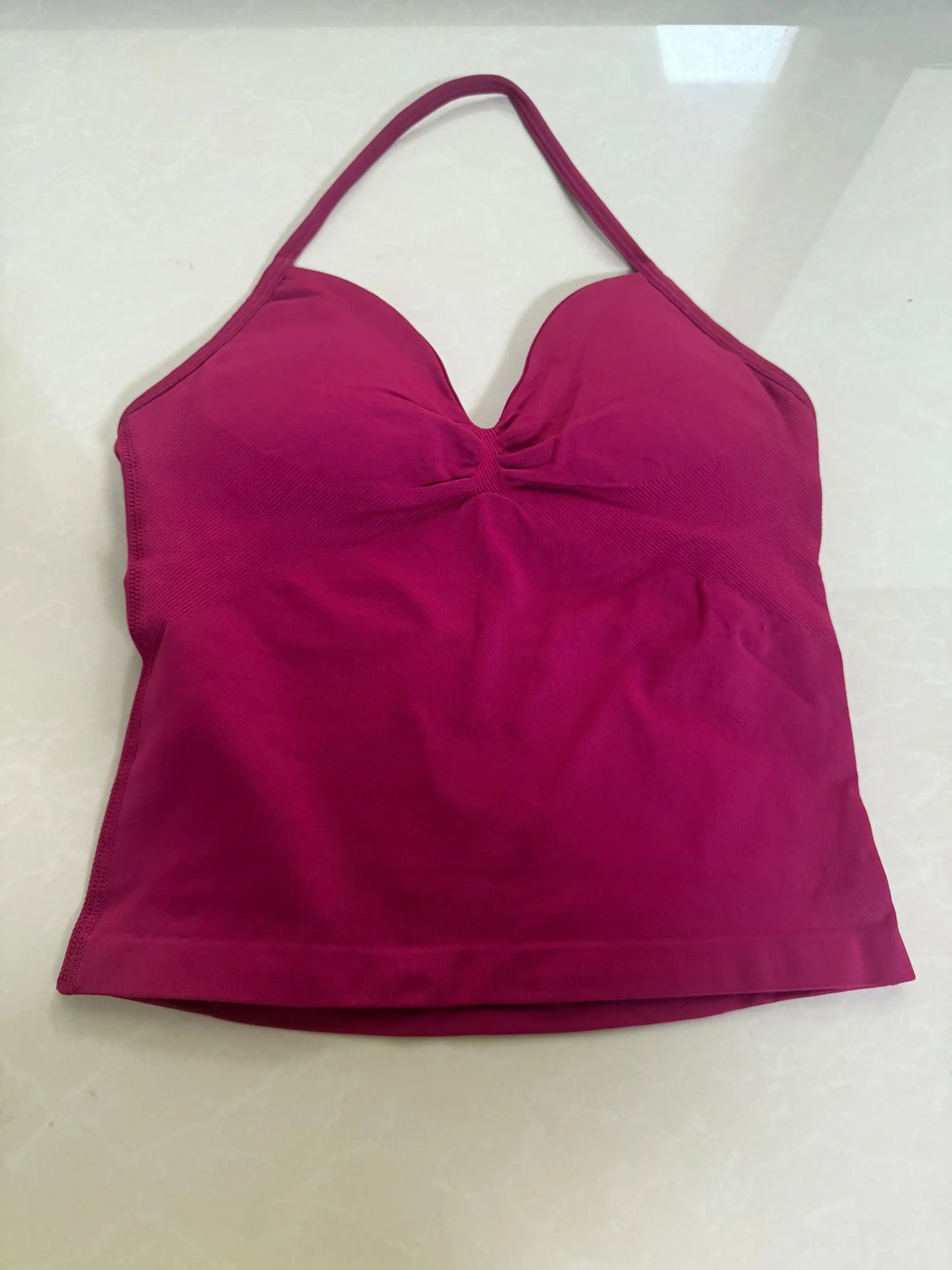 Longline Strappy Gym Top Custom Logo Backless Gym Clothes Women Scrunch Built-in Bra With Removable Cups Yoga Tank Tops