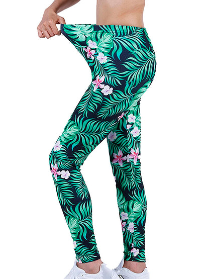 Floral Fashion Women Leggings Beautiful Leaf Floral Printing High Waist Jeggings Stretch Pant