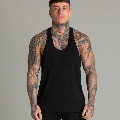 Mens Casual Fashion Tank Top Gym Fitness Workout Cotton Sleeveless Shirt Summer Clothing Male Extend Long Singlet Hip Hop Vest
