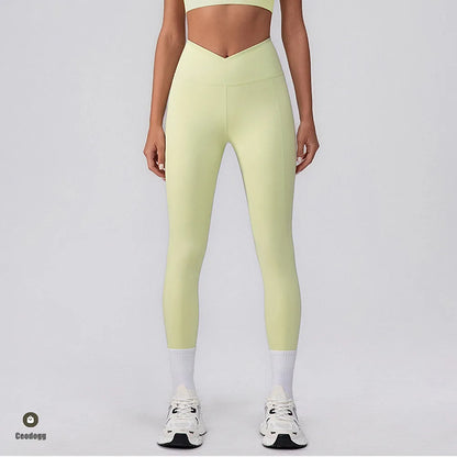 Women Yoga Leggings Hips Lifting Gym Leggings V Waist Sport Pants High Waist Fitness Leggings Workout Running Pants Tight