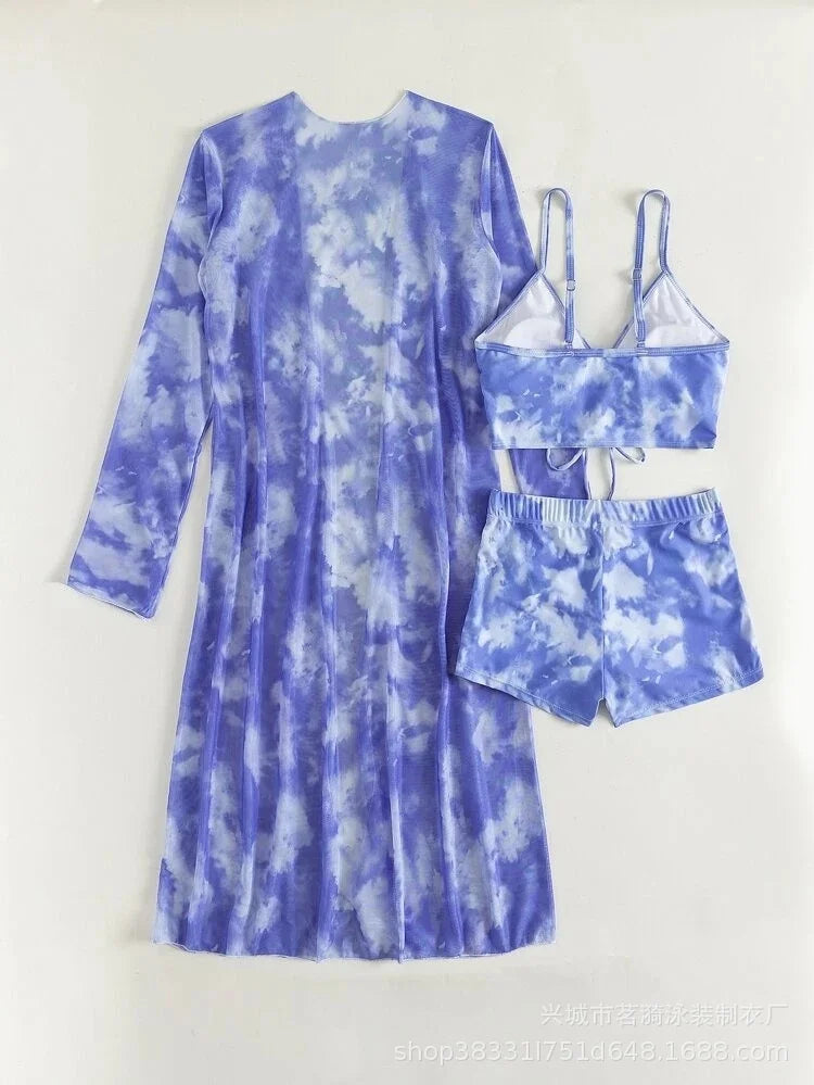 Summer Print Bikinis Swimwear Female Swimsuit Beachwear Push Up Three-Piece Bikini Set Women Swimming Bathing Suit