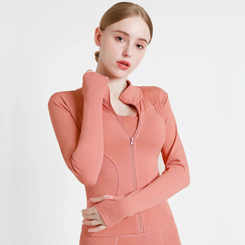 Women's Jacket Yoga Sport Gym Coat Athletic Fitness Tight Fit Long Sleeved With Thumb Holes Jacket Women's Clothing