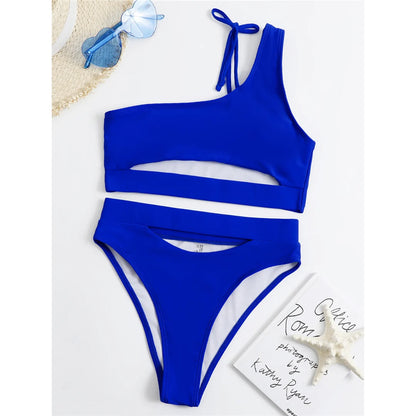 Tummy Cut out Female Swimsuit High Waist Bikini Women Swimwear Two-pieces Bikini set Bather Bathing Suit Swim Lady