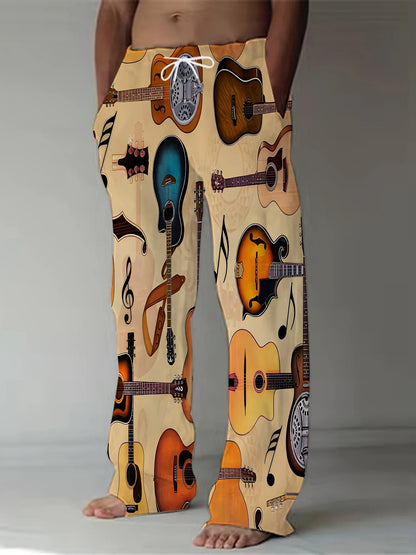 Men's Pants Summer Holiday Street Beach Pants Drawstring Pocket Casual Pants Abstract Texture Printed Men's Pants