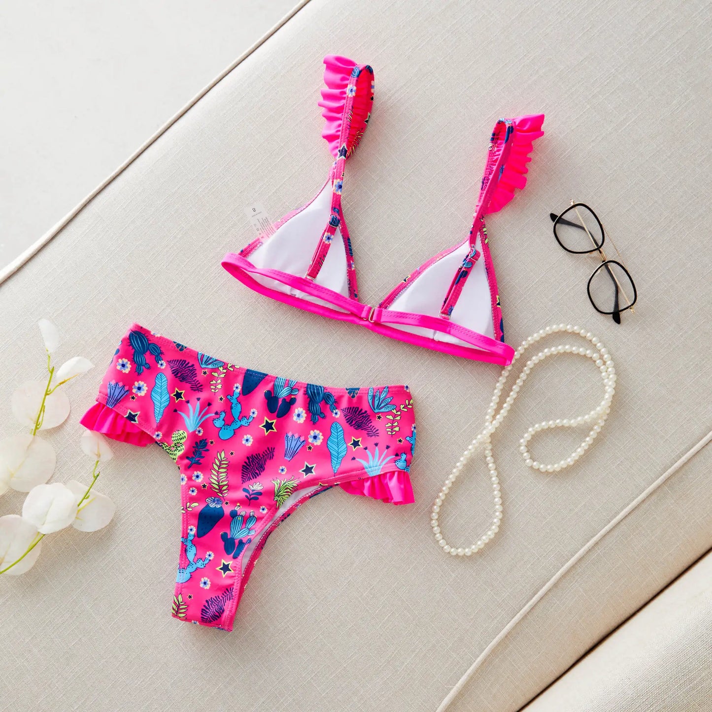 Brazilian Bikini Set Women Print Biquini Female Cut Bikinis Swimwear Push Up Swimsuit Bath Suit
