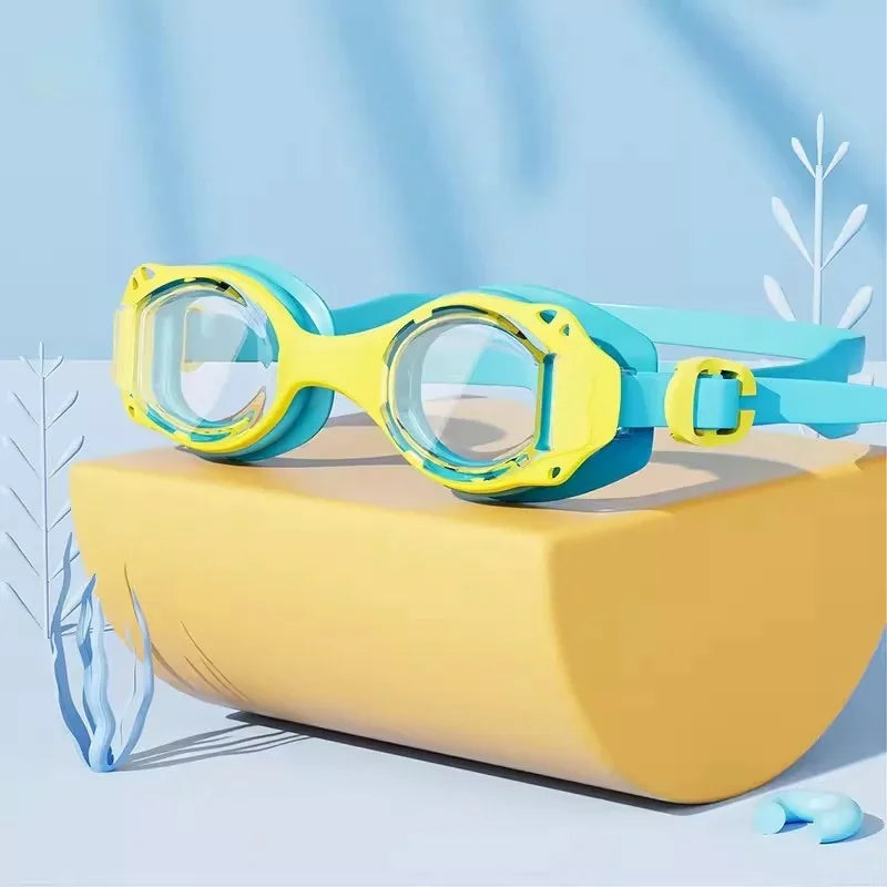 Colorful Kids Swimming Goggles Adjustable HD Waterproof Anti Fog Water Sports Swimming Cap Eyewear for Children