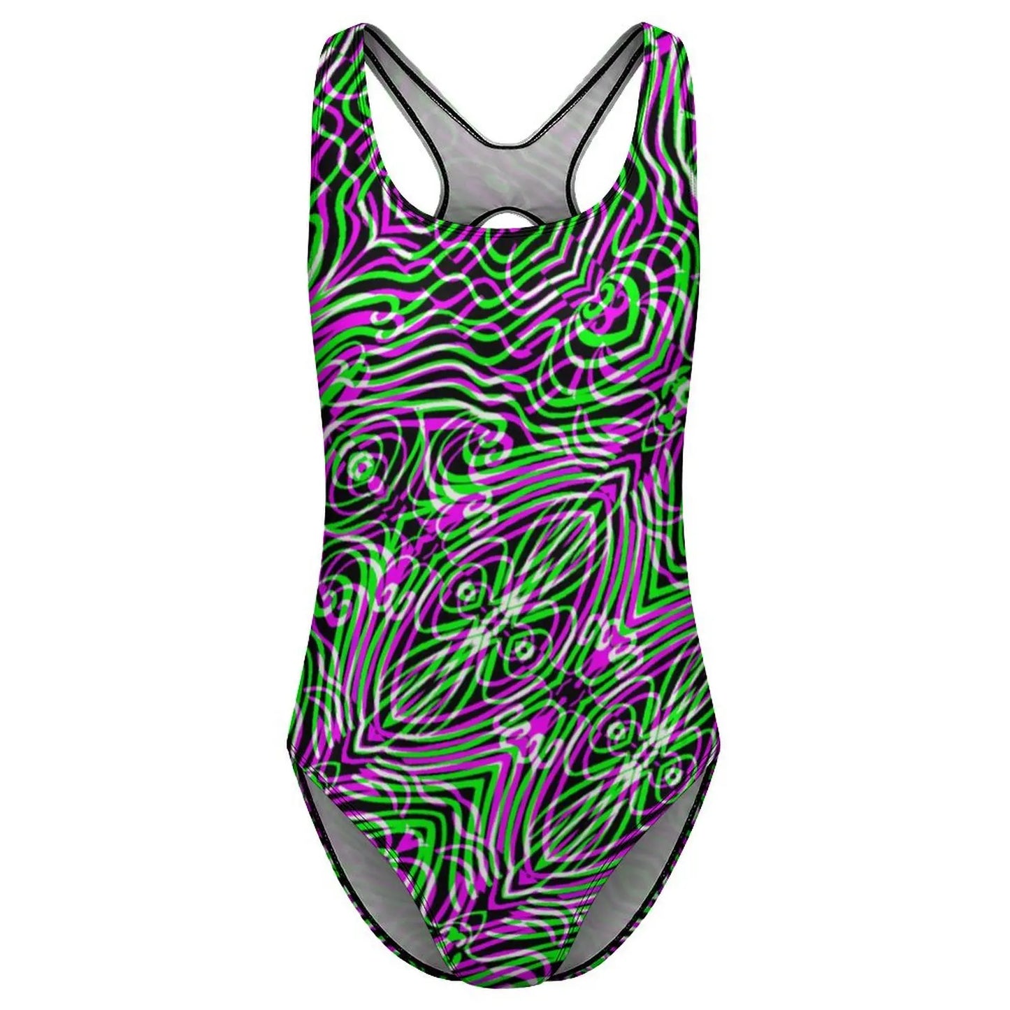 Geometry Swimsuit Fluid Lines Print Swimwear One-Piece Holiday Surf Bodysuit Hollow Out Bathing Suit Push Up Beach Wear