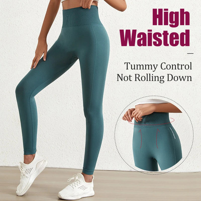 Aiithuug Printed Yoga Leggings Women's Quick Drying Butt Lifter Leggings Seamless High Waisted Tight Hem Workout Fitness Pilates