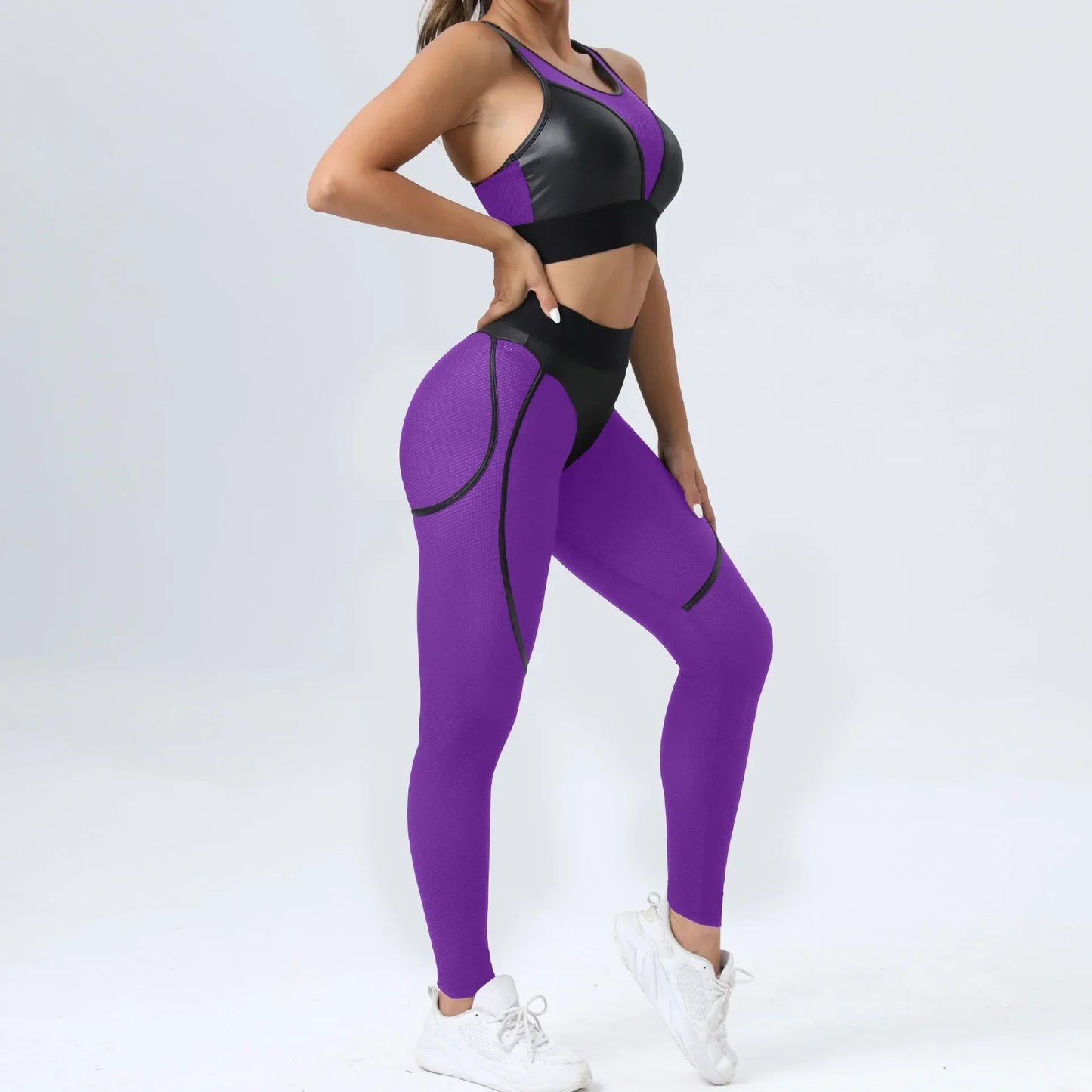 Bright Solid Colour Options Gym Set Women Mesh Suit for Fitness Sportswear 2024 Tracksuit Yoga Clothes Transparent 2 Piece Sets Women Outfit Black Pink