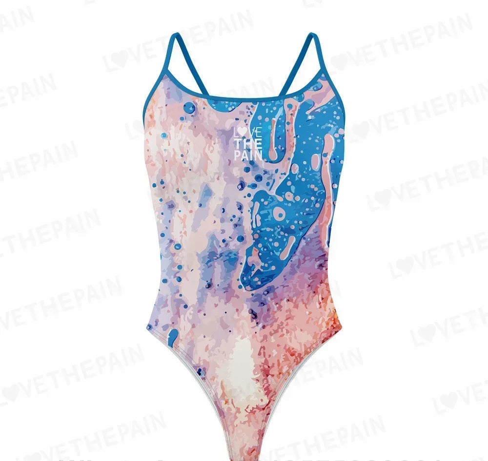 Love The Pain  Marble Design One Piece Swimsuit Women Swimwear Monokini Summer Beach Bathing Suit Race Printing Swimsuit