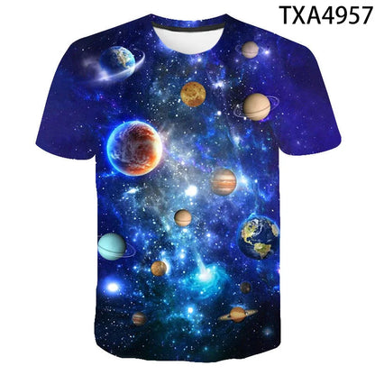 Cosmic Planet Space Galaxy 3d Printing Men's Ladies Children's Casual T-shirts Starry Cool Tops Fashion Street Light Sports