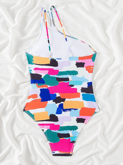 Leopard Swimsuit Women One Piece One Shoulder Swimwear Female Solid Bathers Bathing Swimming Swim Suit Beachwear