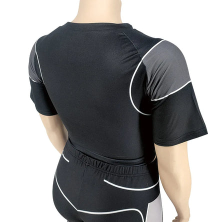 Plus Size Sets Women's Clothes Tracksuit Short Top and Pant Two Piece Sets Gym Joggers Sports Outfits High Elastic Yoga Set