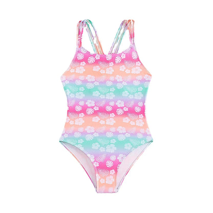 Girls Bikinis One Piece Swimsuits Baby Triangle Swimwear Children Bathing Suit Kids Monokini Floral Summer Beach Wear