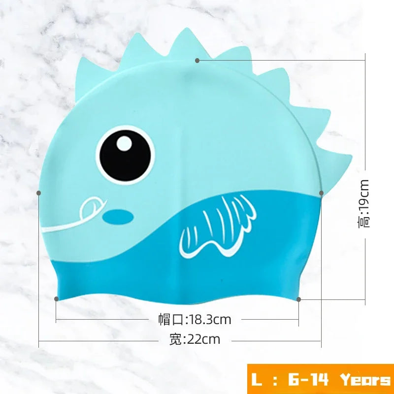 Cartoon Cute Fish Shark Silicone Swimming Cap for Children Protect Ears Swim Hat for Boys Girls Kids Swimming Pool Accessories