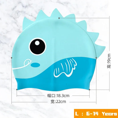 Cartoon Cute Fish Shark Silicone Swimming Cap for Children Protect Ears Swim Hat for Boys Girls Kids Swimming Pool Accessories