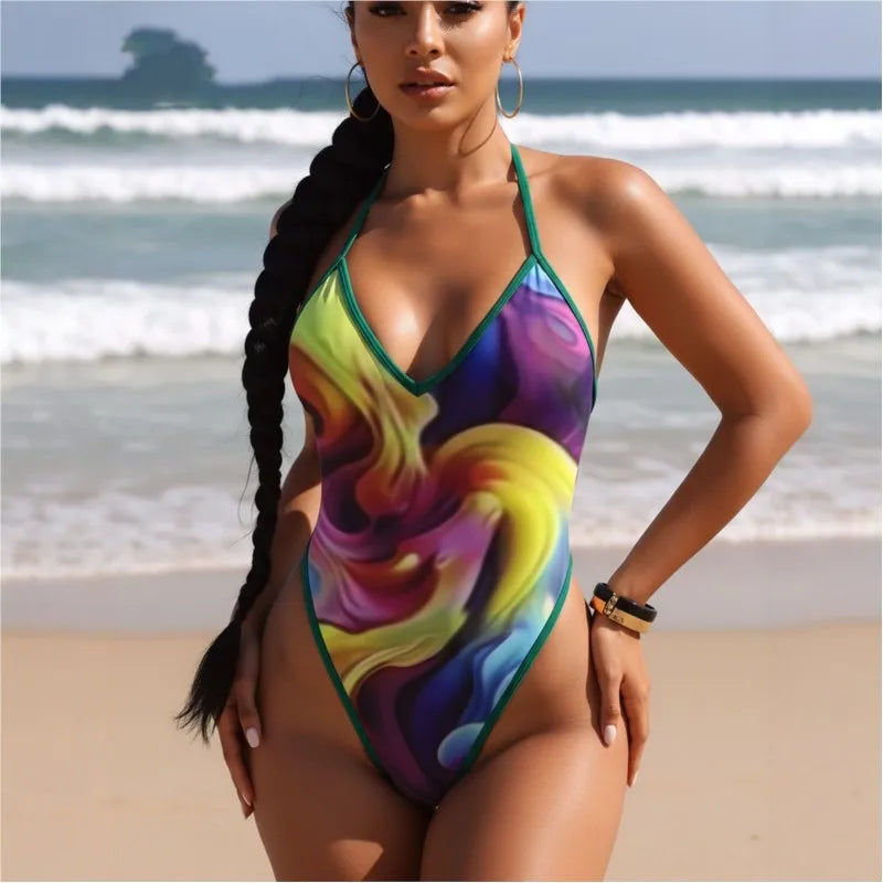 High Waist Swimsuit Women Summer Bathing Suit Bikini Set Sleeveless Swimwear Women Beach Swimming Suit For Female