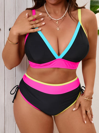 Large Plus Big Size Bikini High Waist Swimsuit Women Two Pieces Triangle Swimwear Female Bathing Swimming Swim Suit 0XL-5XL
