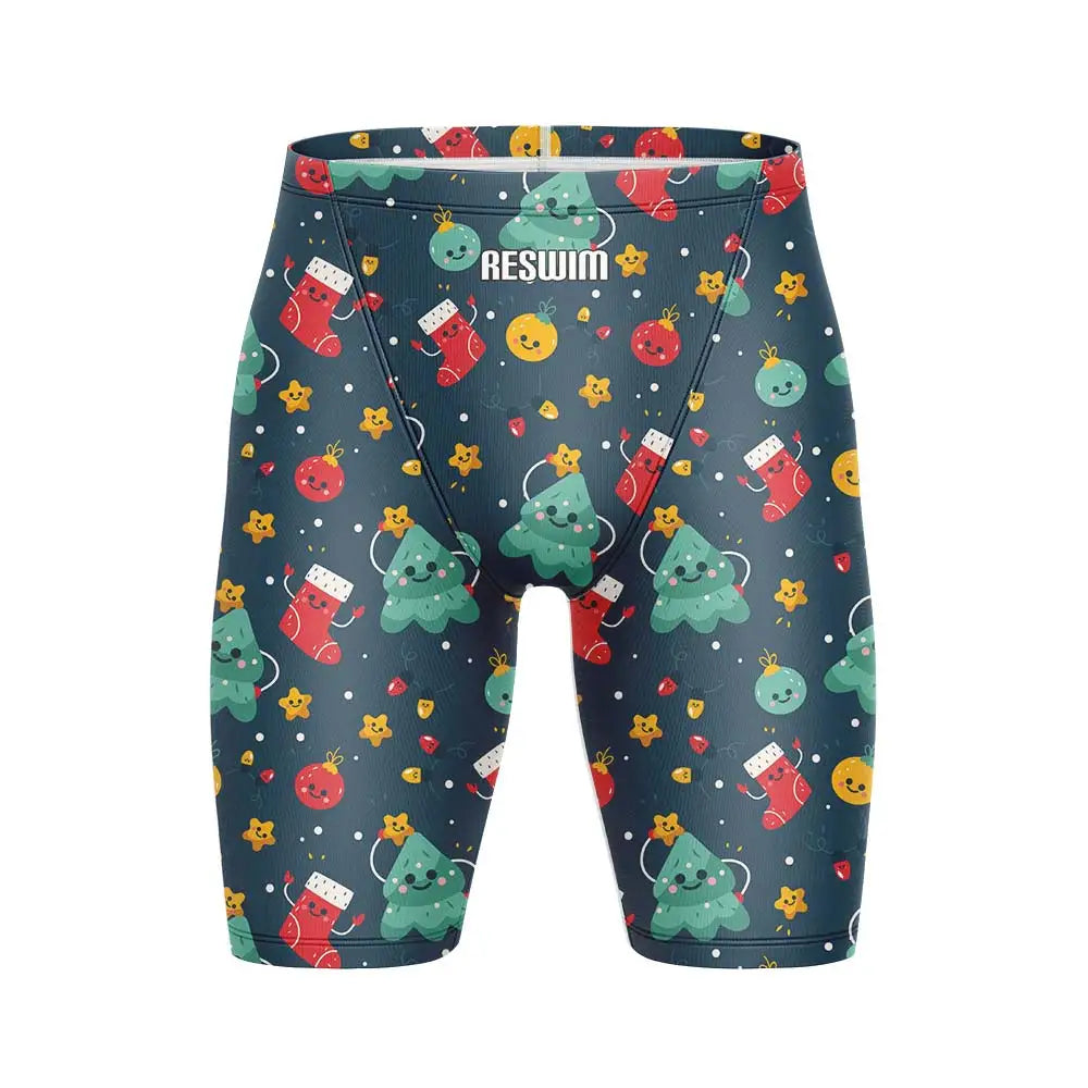 Cartoon Swim Jammer Endurance Athletic Training Swimsuit Men's Beach Swimming Trunks Lycra Swimwear Jammers GYM Tight Surf Shorts