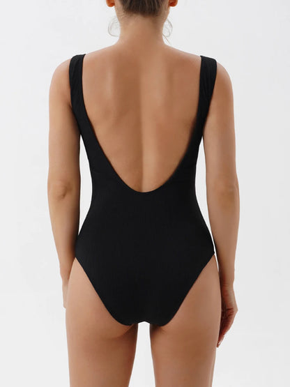 Solid Zipper Swimsuit Women One Piece Solid Swimwear Female Backless Beachwear Bathers Bathing Swimming Swim Suit
