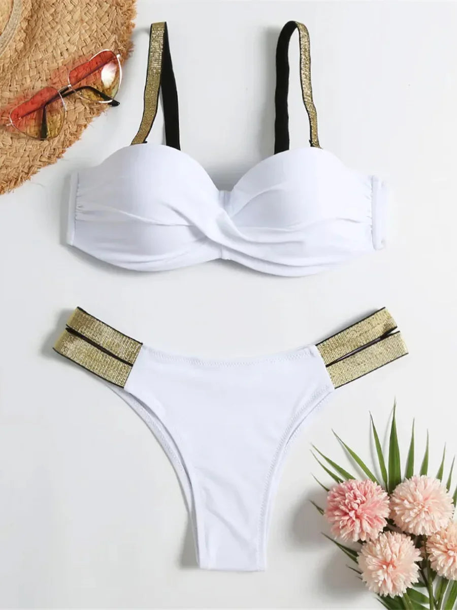 Underwired Push Up Bikini Women Swimsuit Female Swimwear Two-pieces Bikini set With Bra Cup Bather Bathing Suit Swim Beachwear