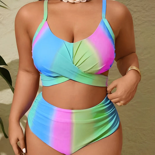 Large Plus Size Bikinis High Waist Swimsuit Women 2 Pieces Strappy Swimwear Female Bathers Bathing Swimming Swim Suit  4XL