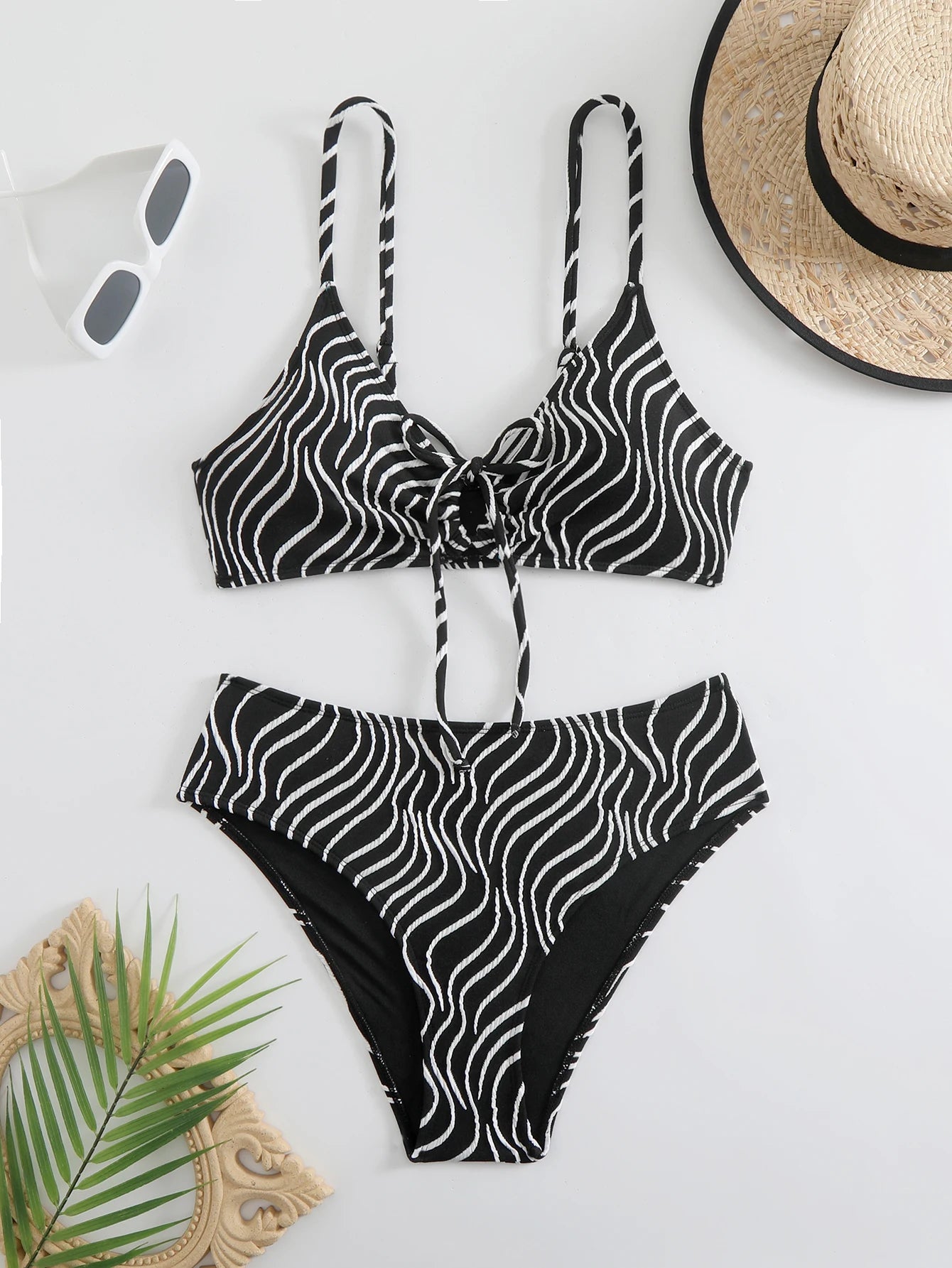 High Waist Bikini Women Strappy Swimsuit Striped Swimwear Female Bathers Bathing Swimming Swimsuit Beachwear