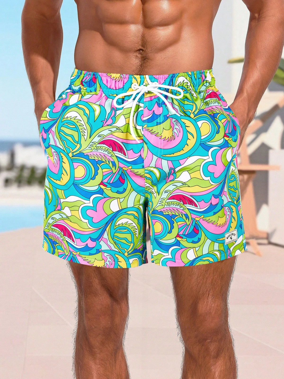 Men's Abstract-Print Board Shorts