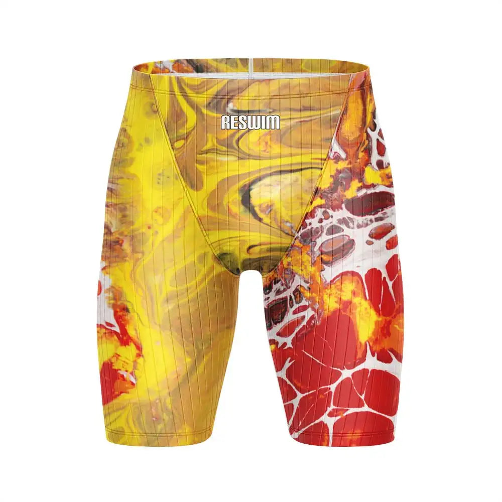 Men's Swim Jammer Swimsuit Racing Shorts Athletic Training Swimwear Swimming Trunks Beach Tights Shorts Lycra Bathing Suit